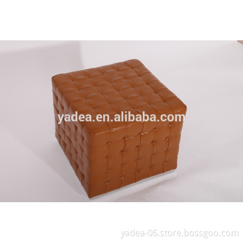 Cheap modern genuine leather indian ottoman brown reproduction